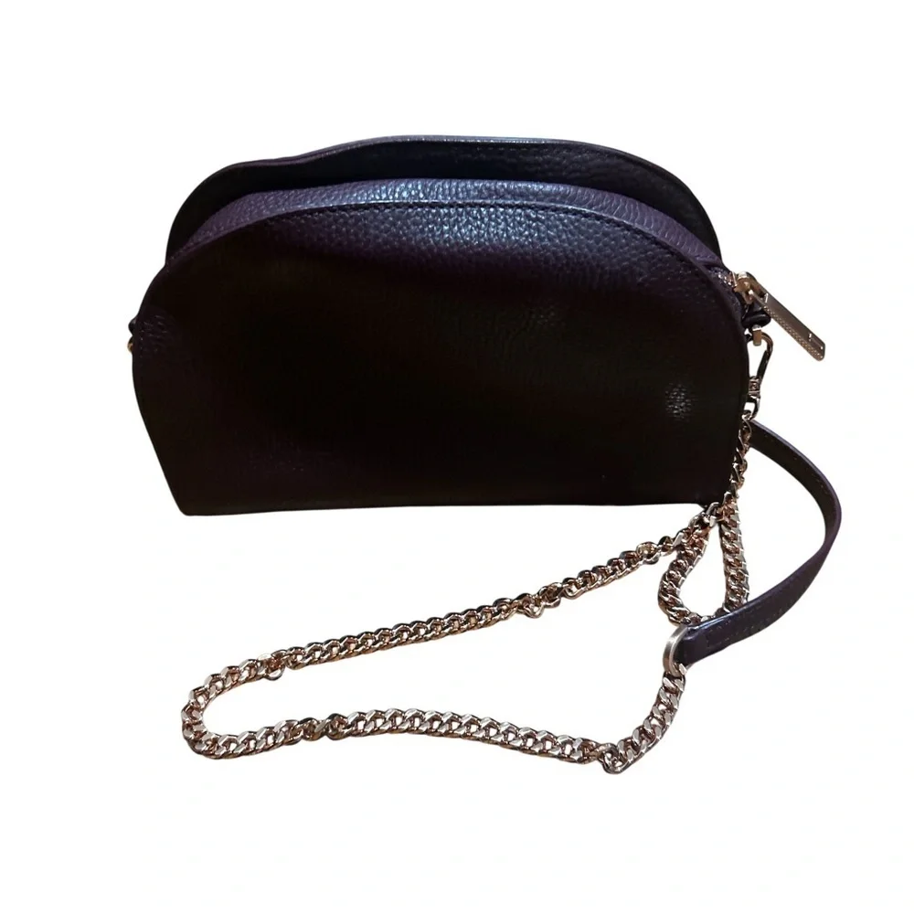 Ted Baker Maaryy Leather Crossbody Wine Burgundy Pom Rose Gold Chain